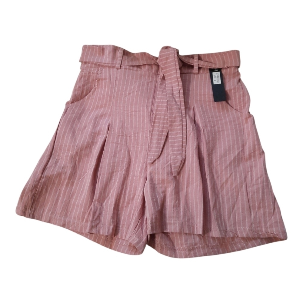 C-mode Med Women's Pink Striped Shorts Ties In Front